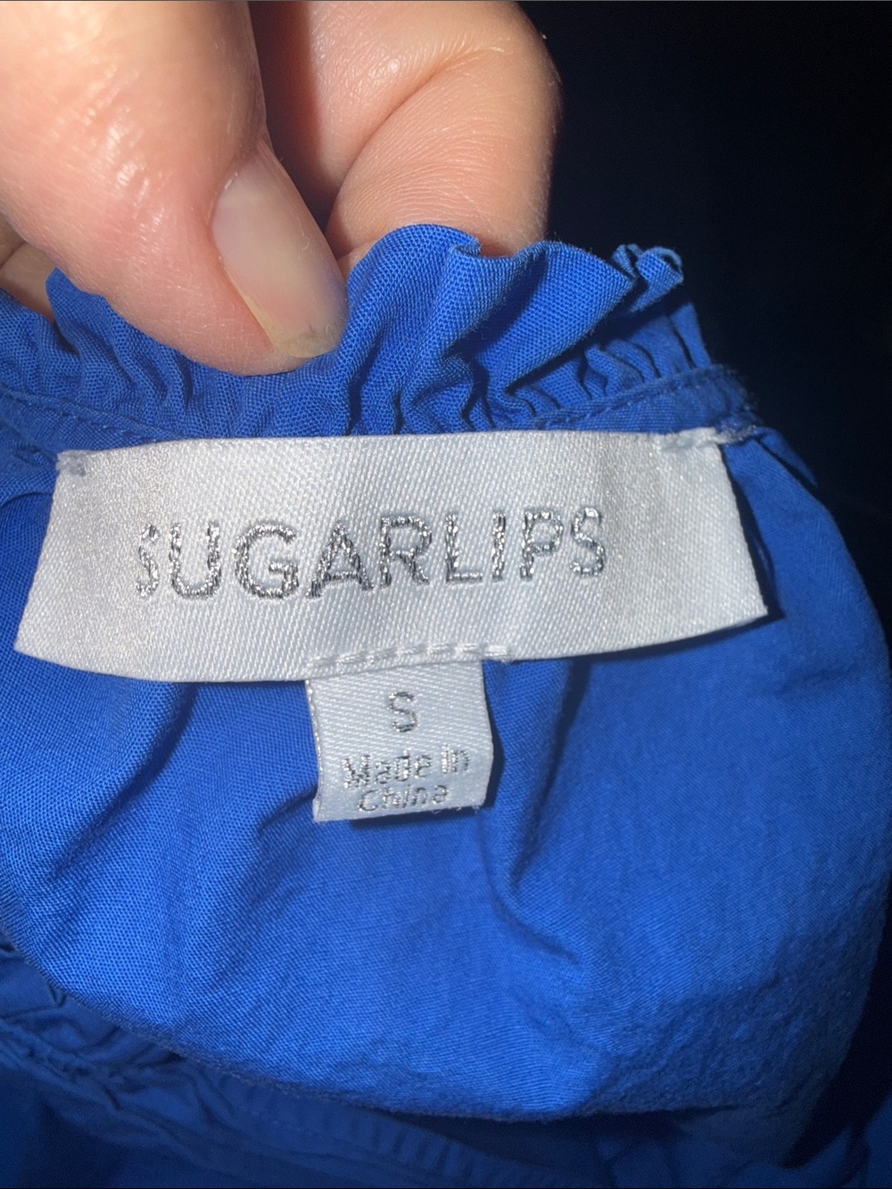 Sugarlips Women’s Royal Blue Ruffle Sleeve Top - Picture 5 of 6